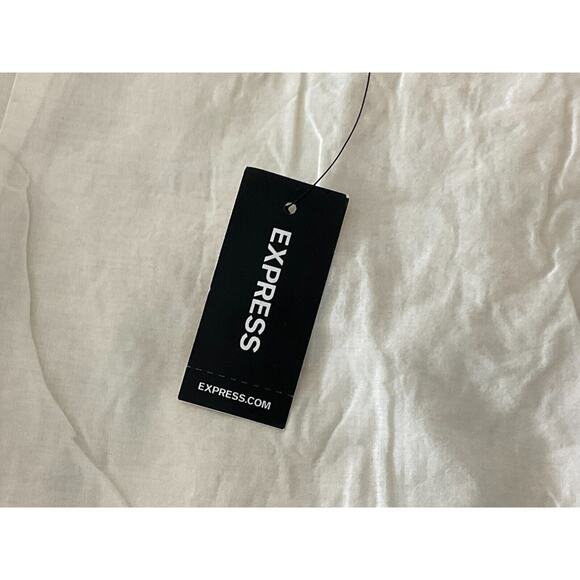 NWT Express Women’s 14 White Embroidered Skirt Ruffle Hem Cotton Side Zip New - Picture 10 of 12